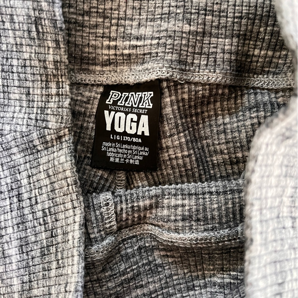 Victoria's Secret PINK‎ Yoga Leggings Gray Marl Ribbed High Waist Large - Picture 2 of 5